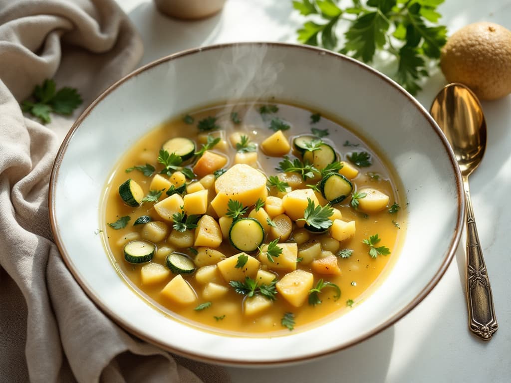 Cremige Erbsen-Zucchini-Suppe mit Kartoffeln
