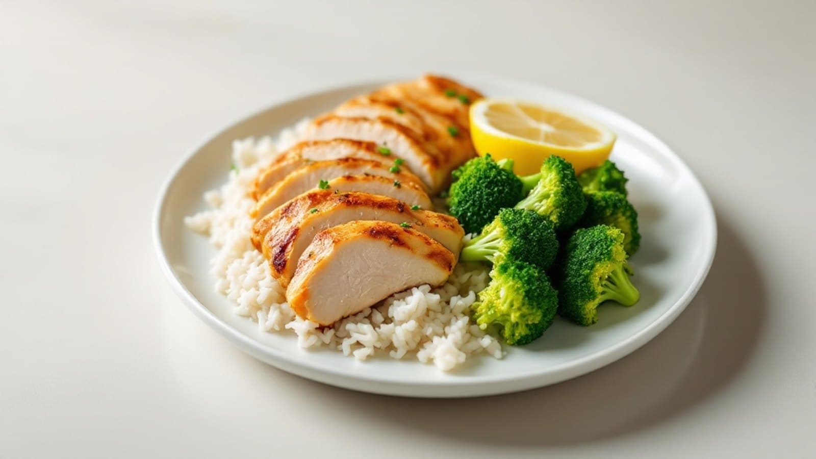 Hähnchen mit Reis und Brokkoli, kleine Portion