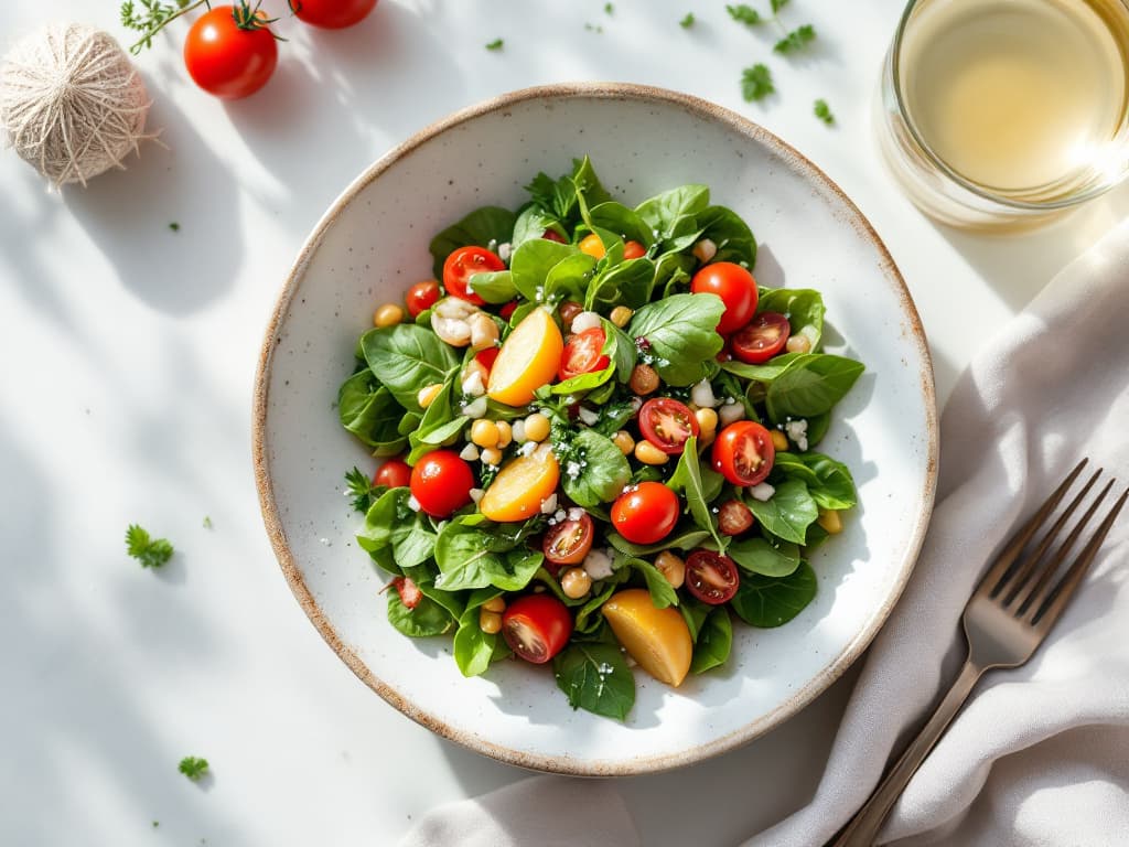 Kichererbsen-Bohnen-Salat mit Tomaten, roter Zwiebel und Minze