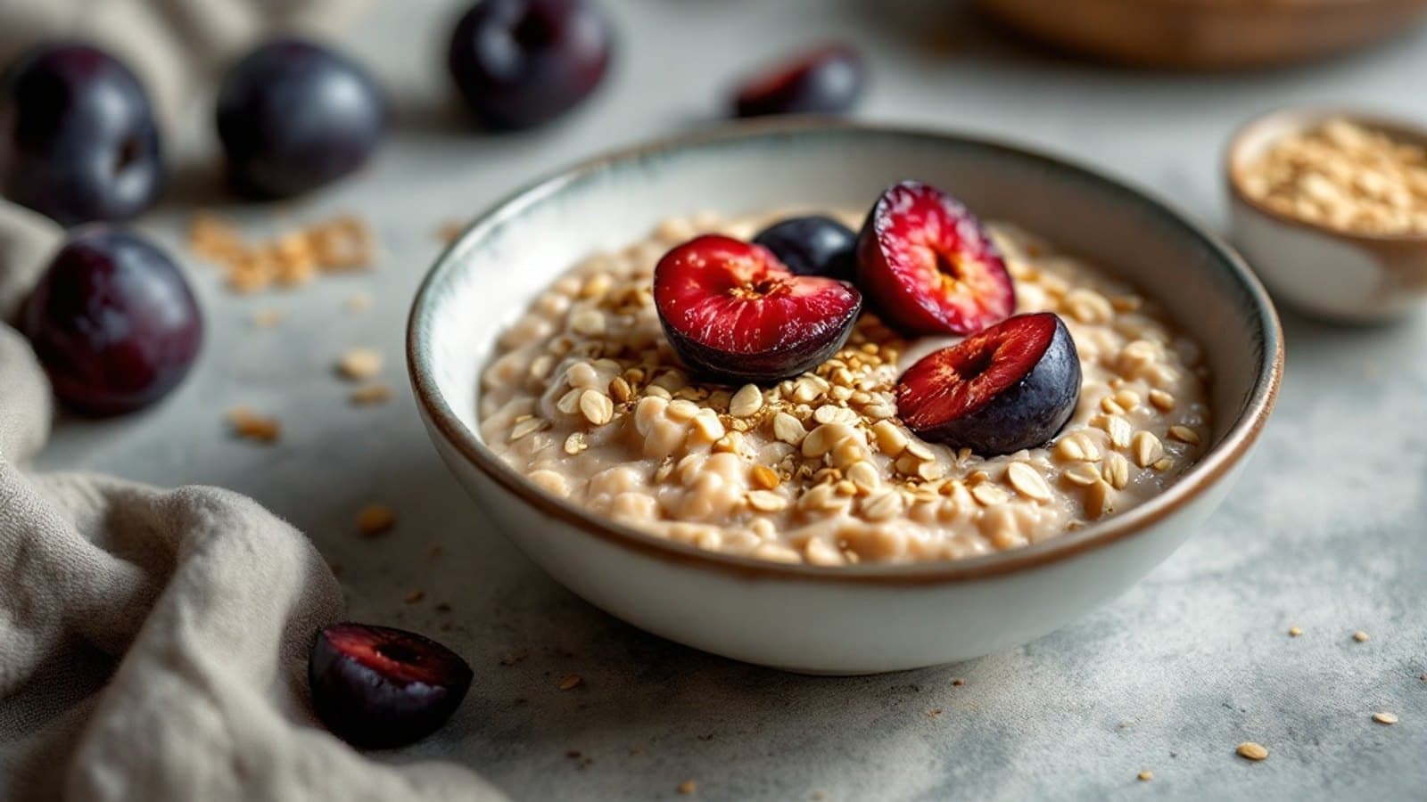 Pflaumen-Vollkorn-Porridge, kleine Portion