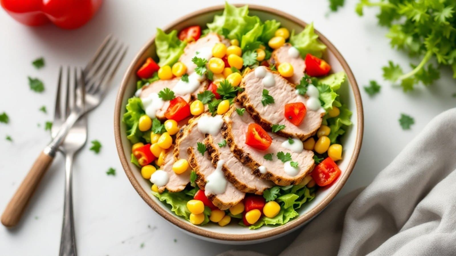Putenbrust-Mais-Salat, kleine Portion