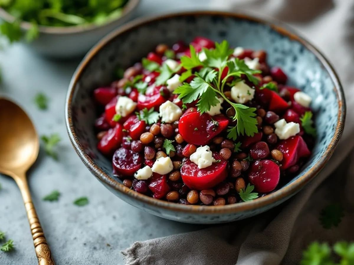 Rote-Bete-Linsen-Salat, kleine Portion